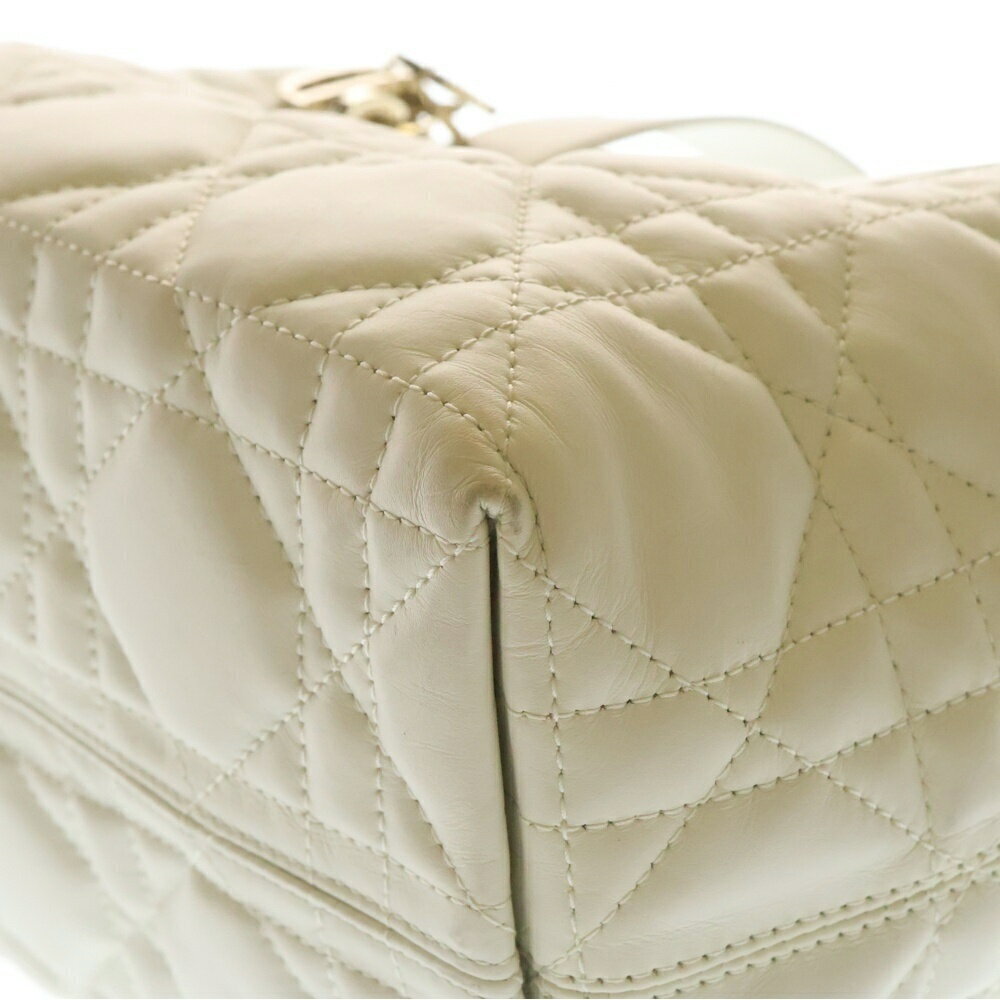 Dior White Handbag Cannage Leather TOUJOURS Calfskin Quilted - Picture 6 of 6